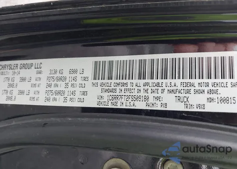 2015 Ram 1500 Express from USA, damaged, VIN 1C6RR7FT2FS509180